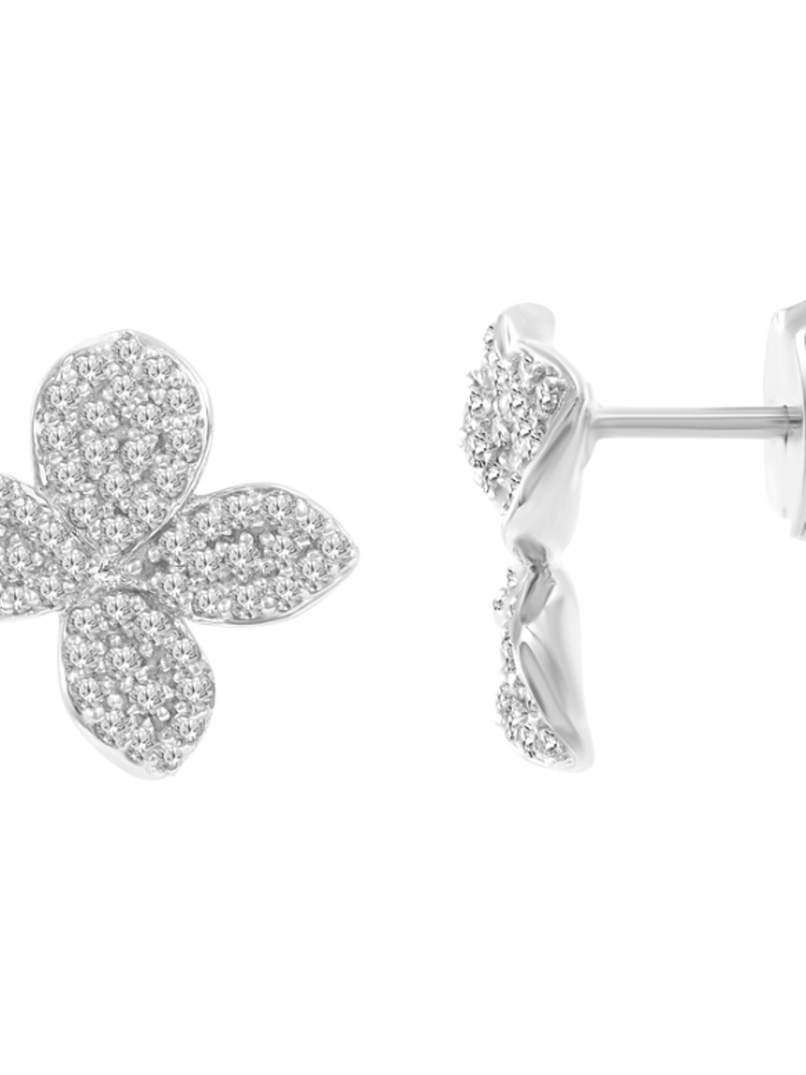 Aros Flores de Diamantes en Oro Blanco 18K 3