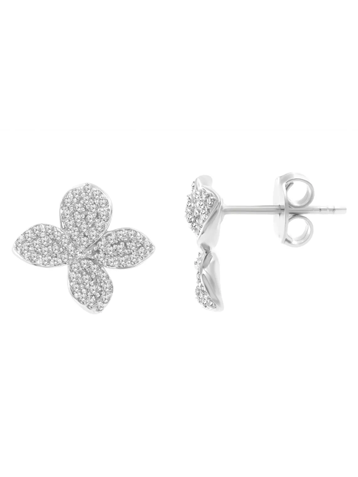 Aros Flores de Diamantes en Oro Blanco 18K 2