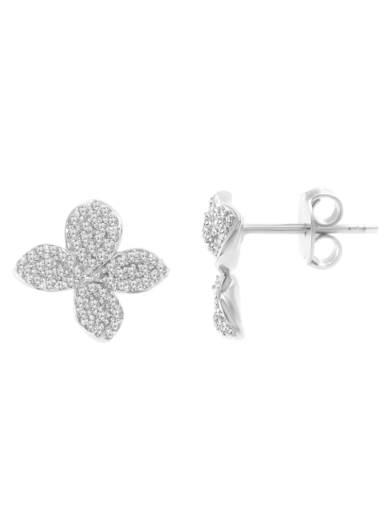 Aros Flores de Diamantes en Oro Blanco 18K 2
