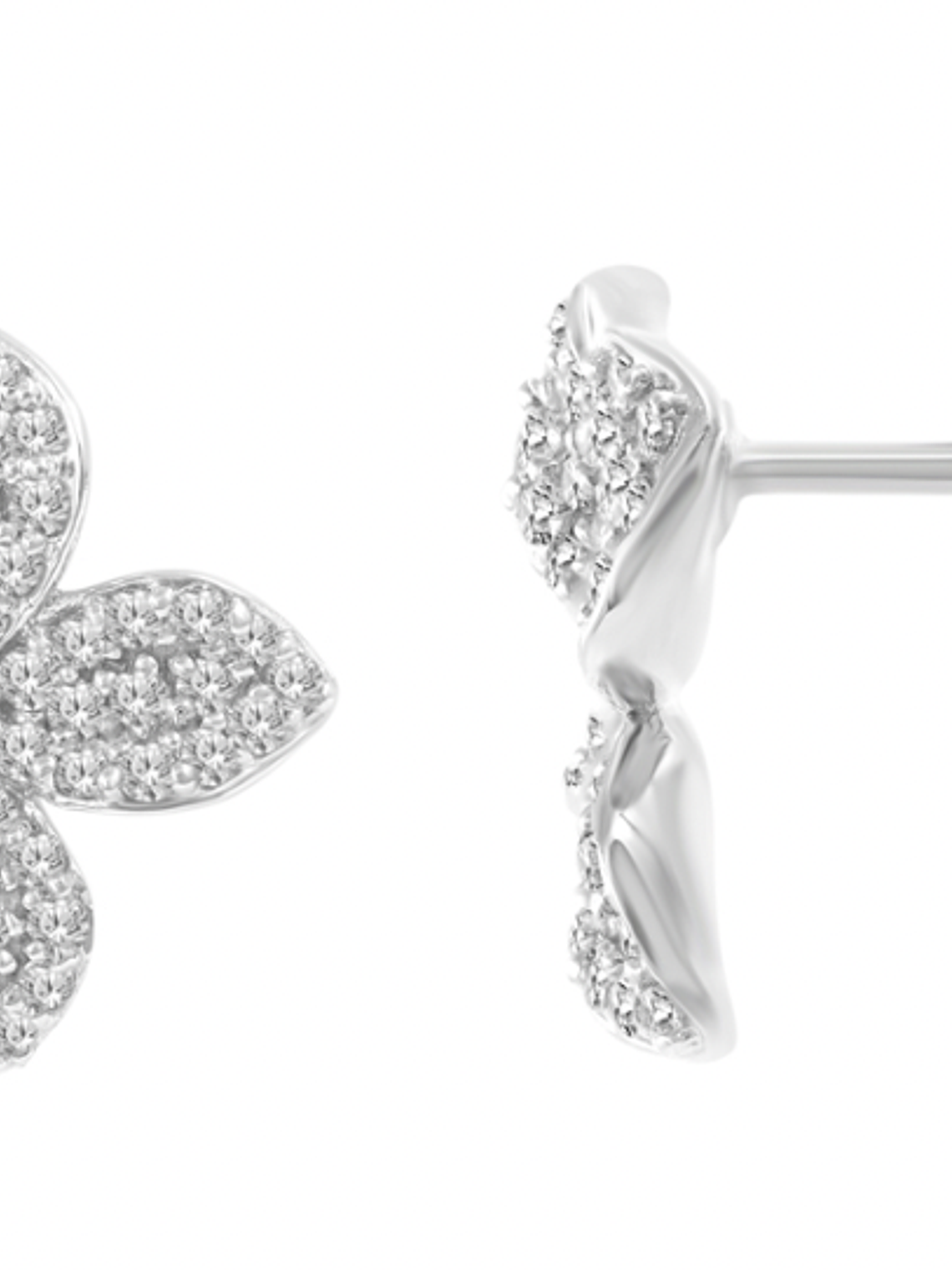 Aros Flores de Diamantes en Oro Blanco 18K 2
