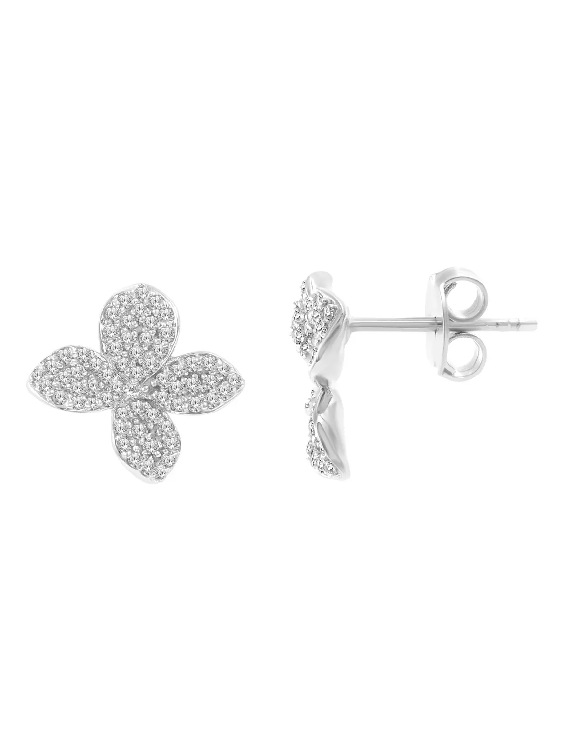 Aros Flores de Diamantes en Oro Blanco 18K 1