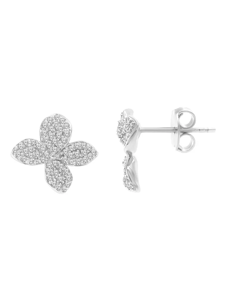 Aros Flores de Diamantes en Oro Blanco 18K 1