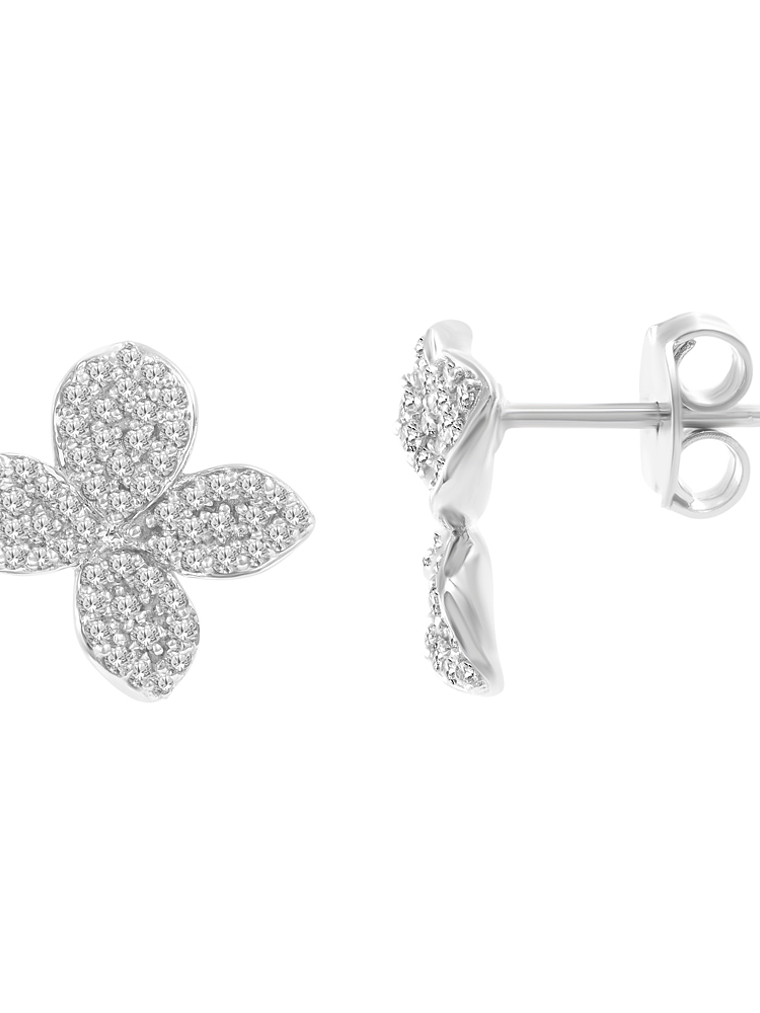 Aros Flores de Diamantes en Oro Blanco 18K 1