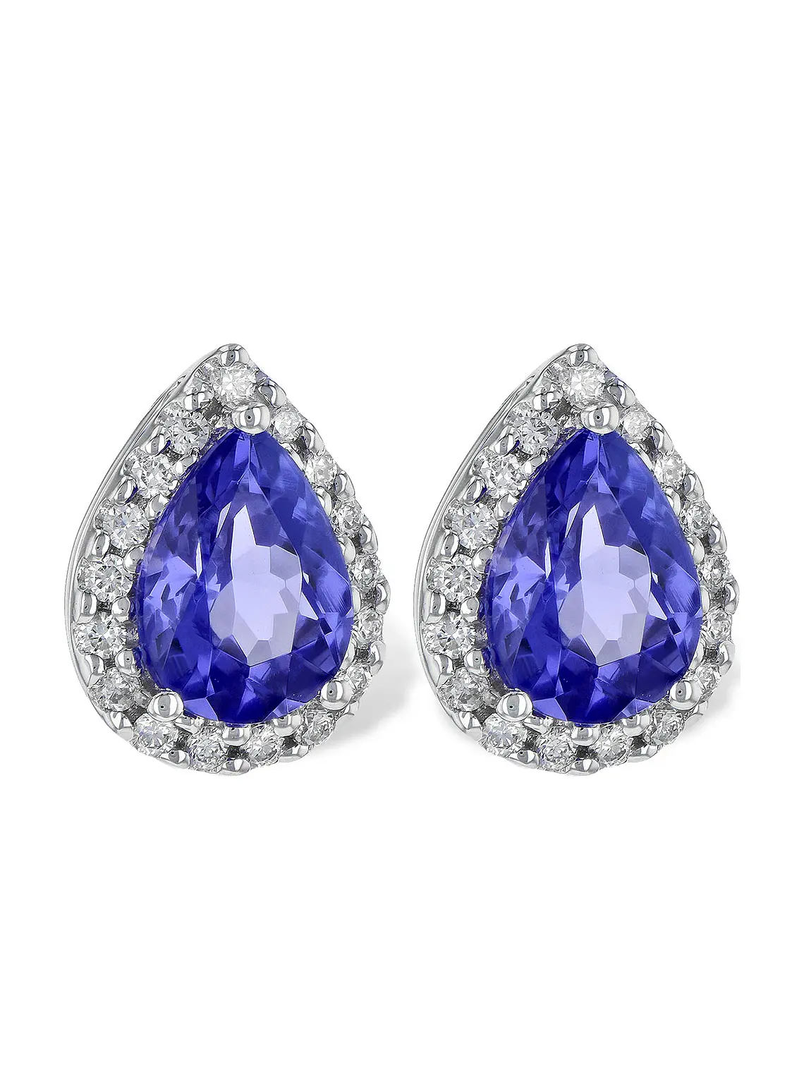 Espectaculares Aros Gran Tanzanita Halo de Brillantes en Platino 2