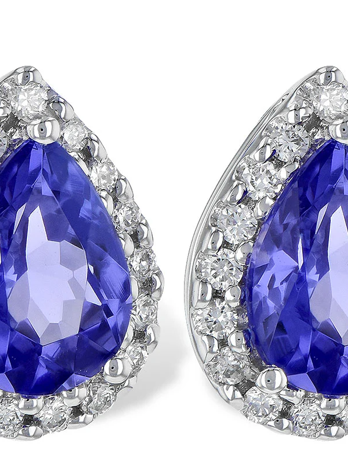 Espectaculares Aros Gran Tanzanita Halo de Brillantes en Platino 1