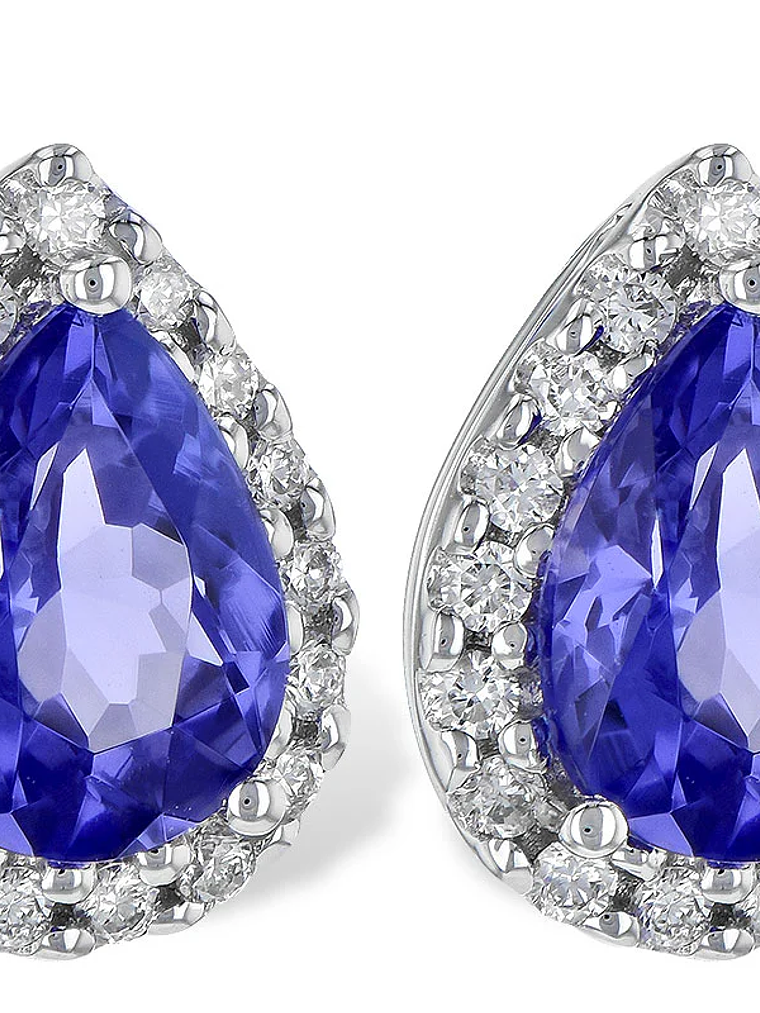 Espectaculares Aros Gran Tanzanita Halo de Brillantes en Platino 1