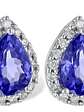Espectaculares Aros Gran Tanzanita Halo de Brillantes en Platino - Miniatura 1
