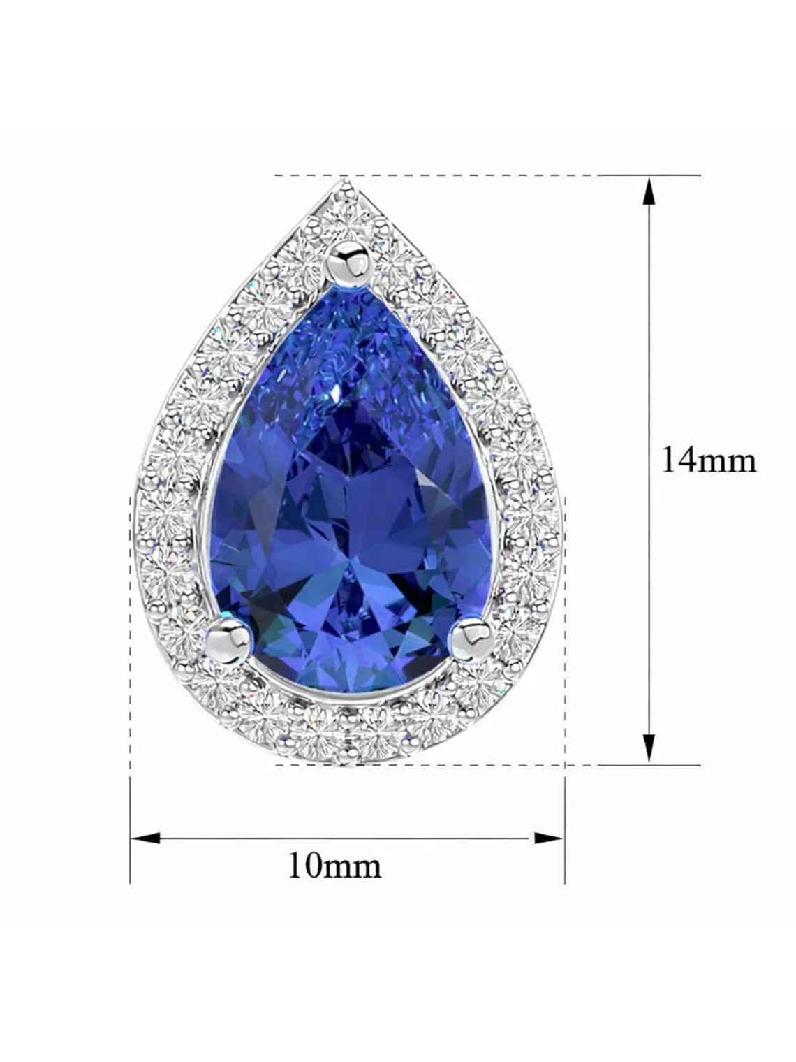 Espectaculares Aros Gran Tanzanita Halo de Brillantes en Platino 3