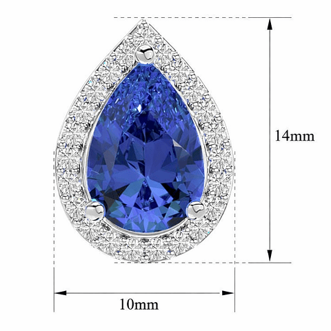 Espectaculares Aros Gran Tanzanita Halo de Brillantes en Platino