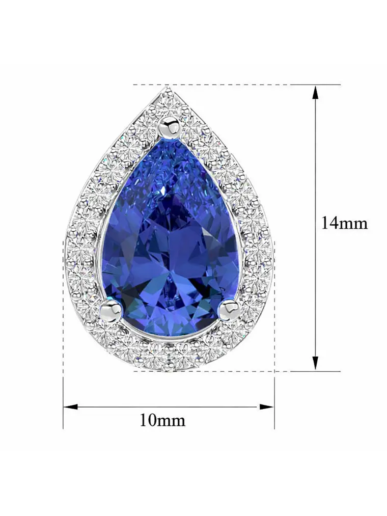 Espectaculares Aros Gran Tanzanita Halo de Brillantes en Platino 3