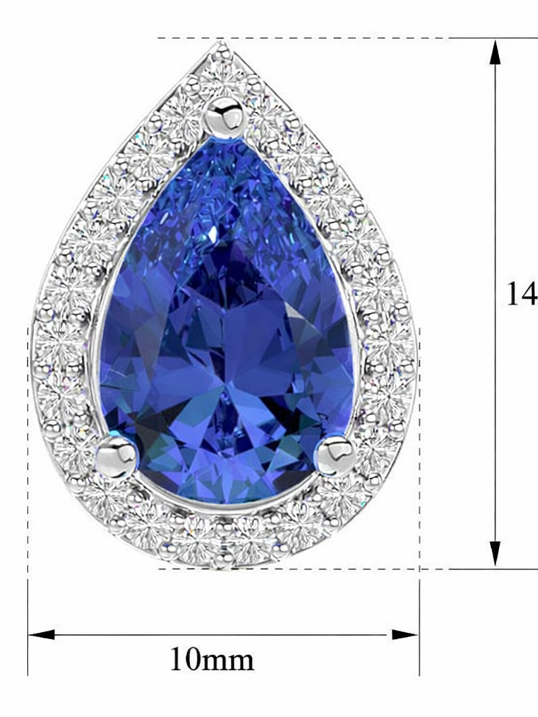 Espectaculares Aros Gran Tanzanita Halo de Brillantes en Platino 2