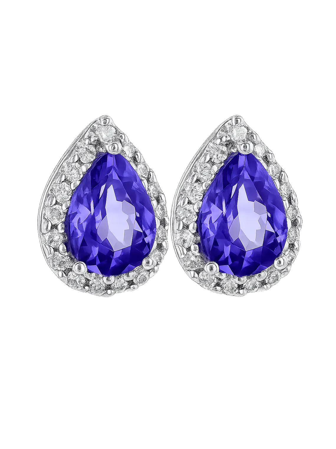 Espectaculares Aros Gran Tanzanita Halo de Brillantes en Platino 1