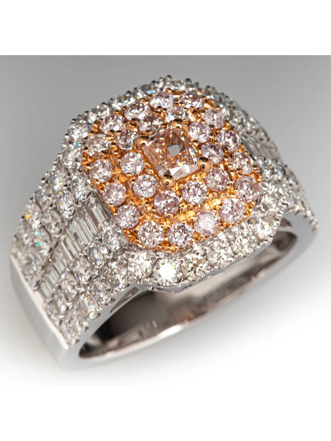 Maxi Anillo Diamantes Rosados Oro Blanco 18K 2