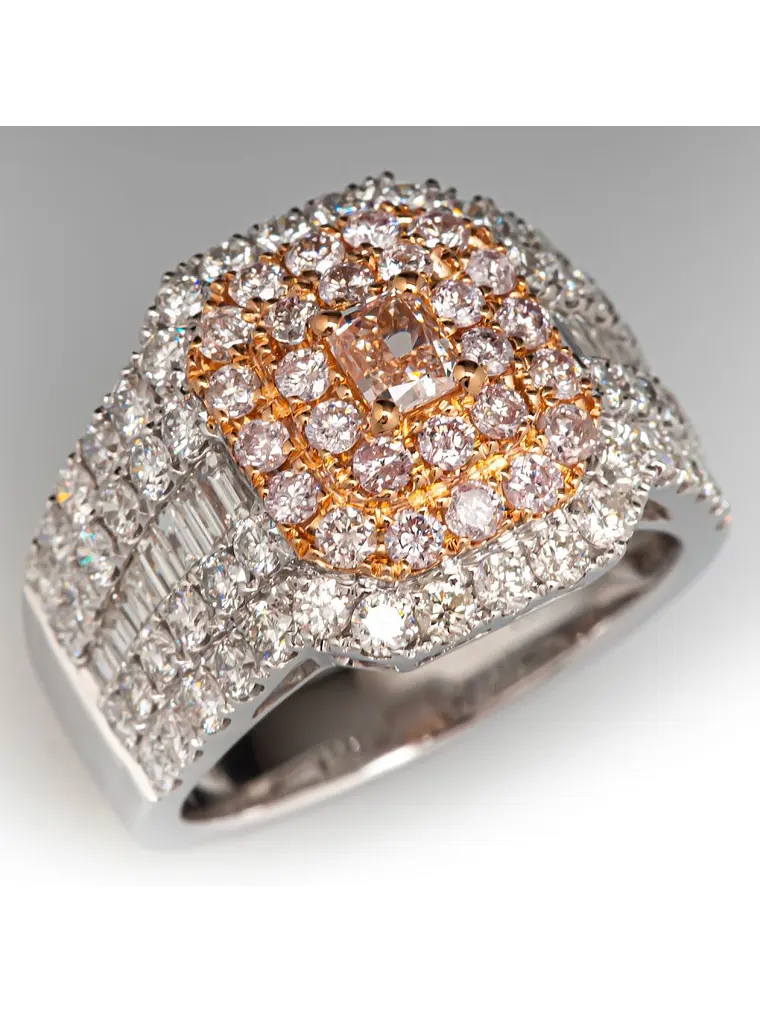 Maxi Anillo Diamantes Rosados Oro Blanco 18K 2