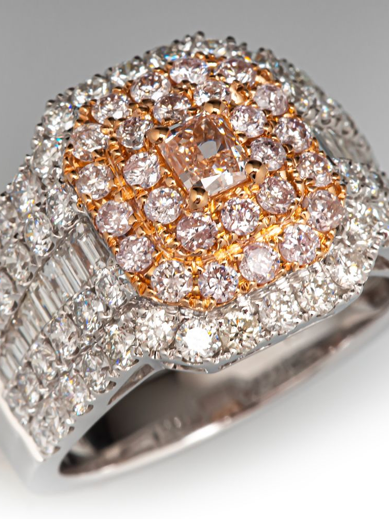 Maxi Anillo Diamantes Rosados Oro Blanco 18K 2