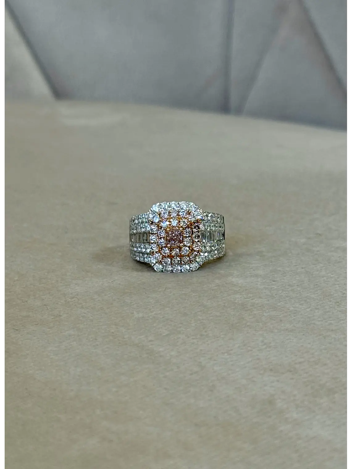 Maxi Anillo Diamantes Rosados Oro Blanco 18K 3