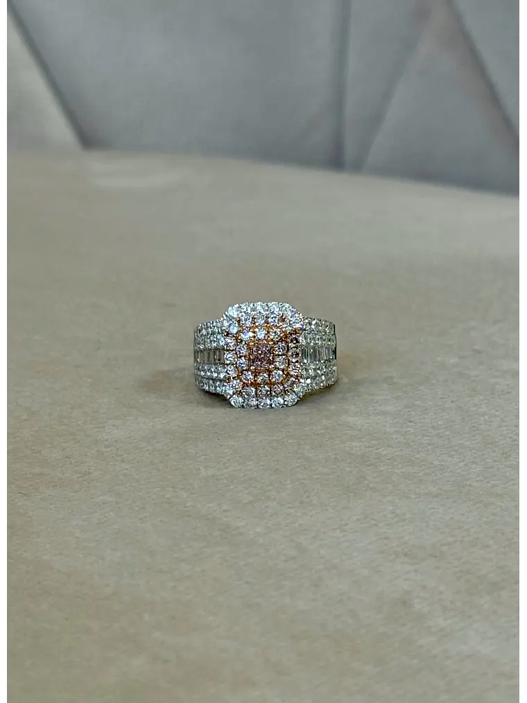 Maxi Anillo Diamantes Rosados Oro Blanco 18K 3