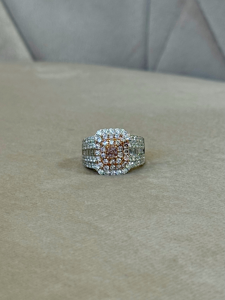 Maxi Anillo Diamantes Rosados Oro Blanco 18K 3