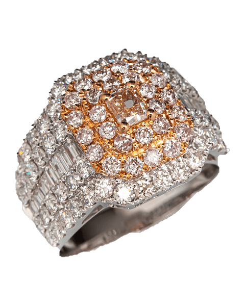 Maxi Anillo Diamantes Rosados Oro Blanco 18K