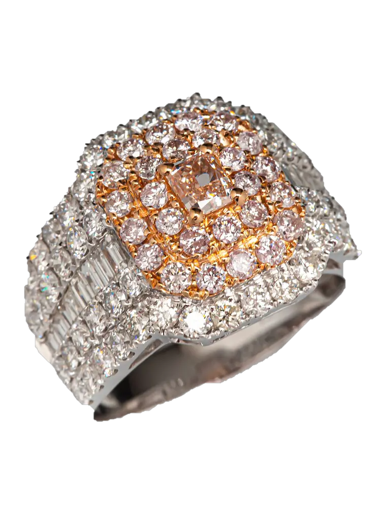 Maxi Anillo Diamantes Rosados Oro Blanco 18K 1