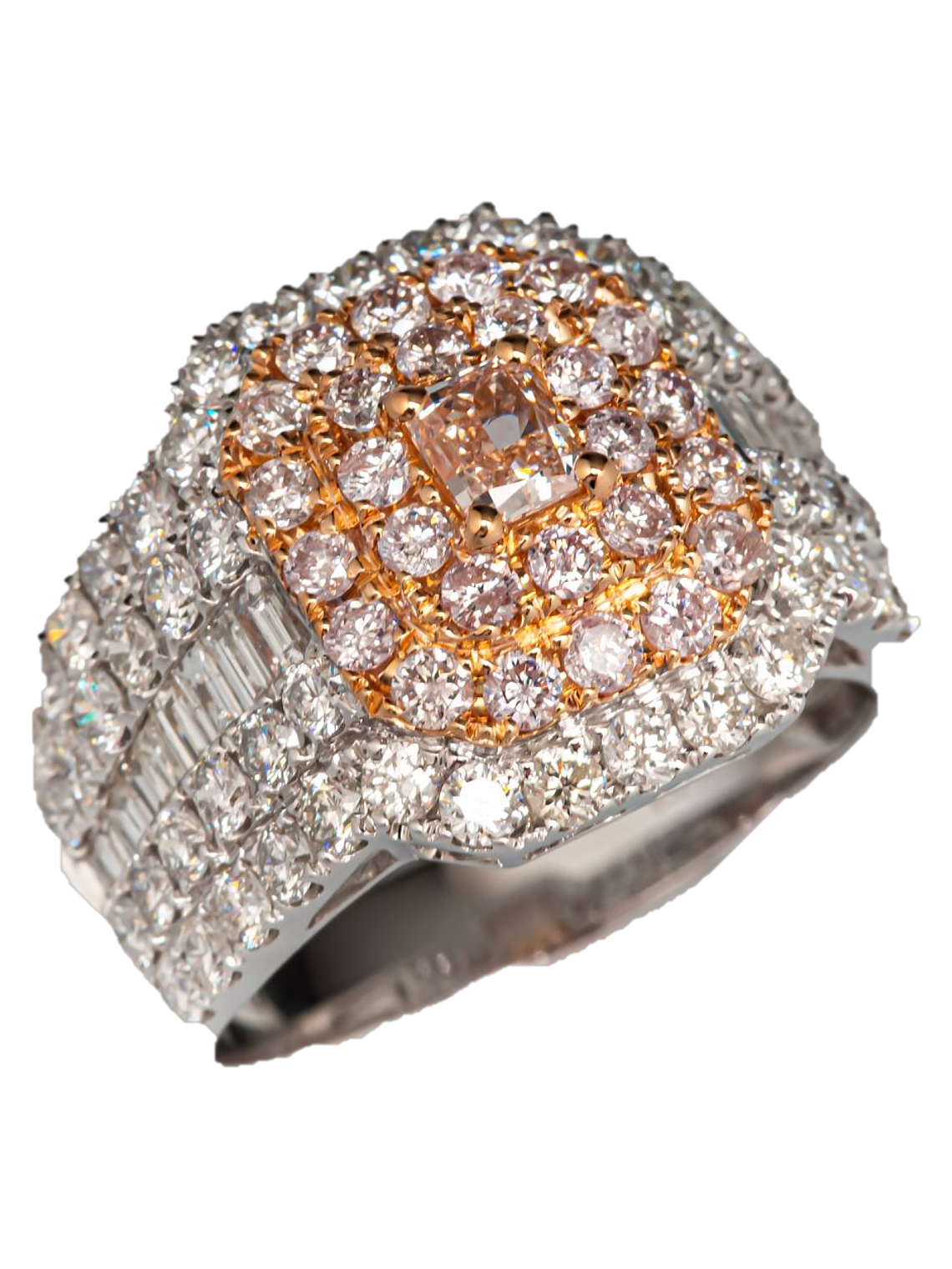 Maxi Anillo Diamantes Rosados Oro Blanco 18K 1