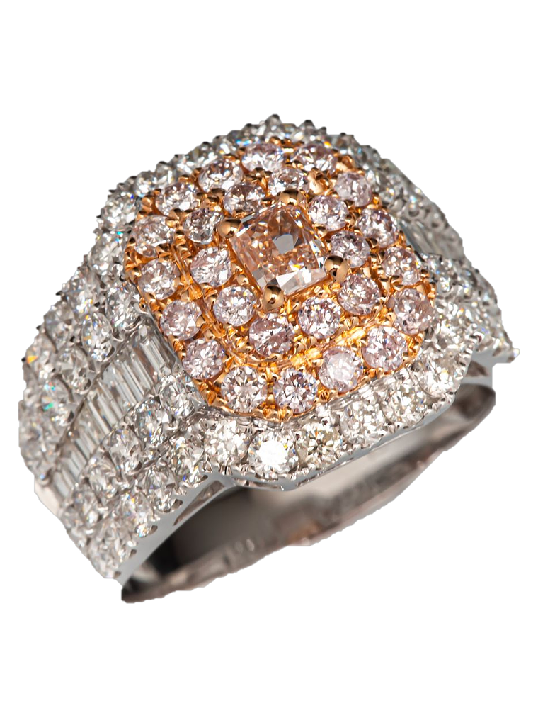 Maxi Anillo Diamantes Rosados Oro Blanco 18K 1