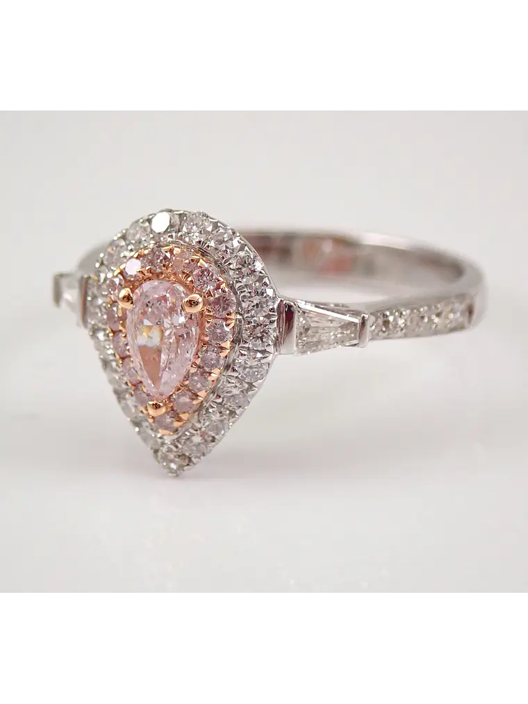 Anillo Diamantes Rosados Naturales en Oro Blanco 18K 4