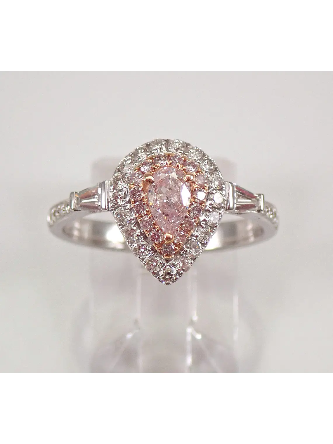 Anillo Diamantes Rosados Naturales en Oro Blanco 18K 5