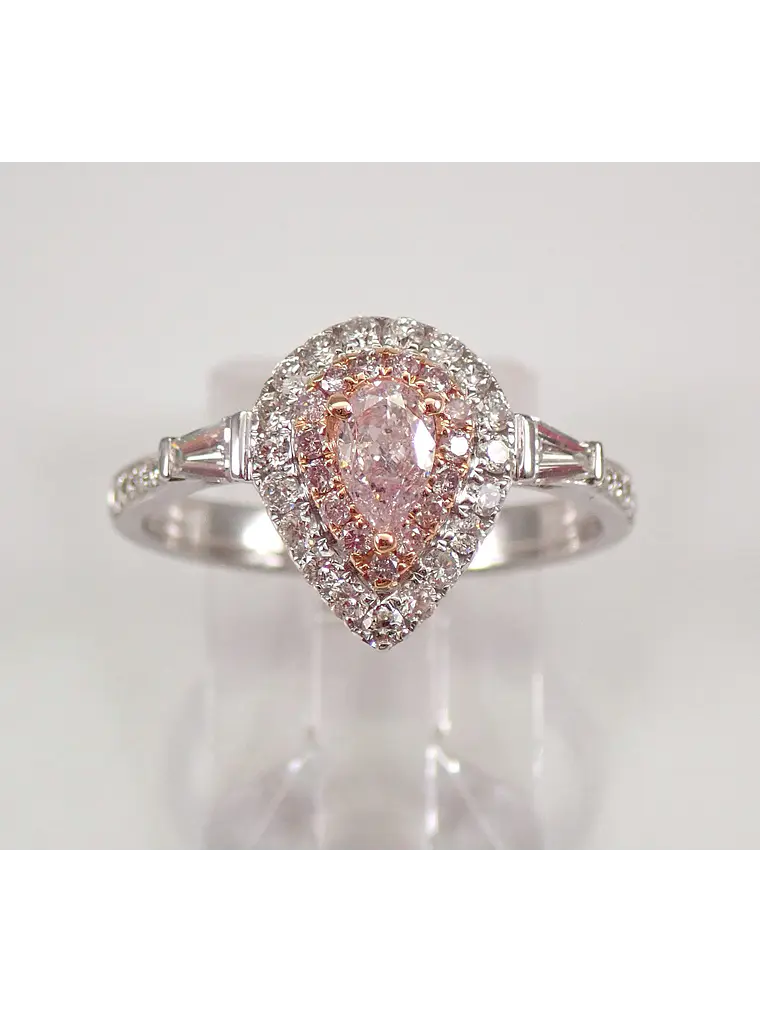 Anillo Diamantes Rosados Naturales en Oro Blanco 18K 5