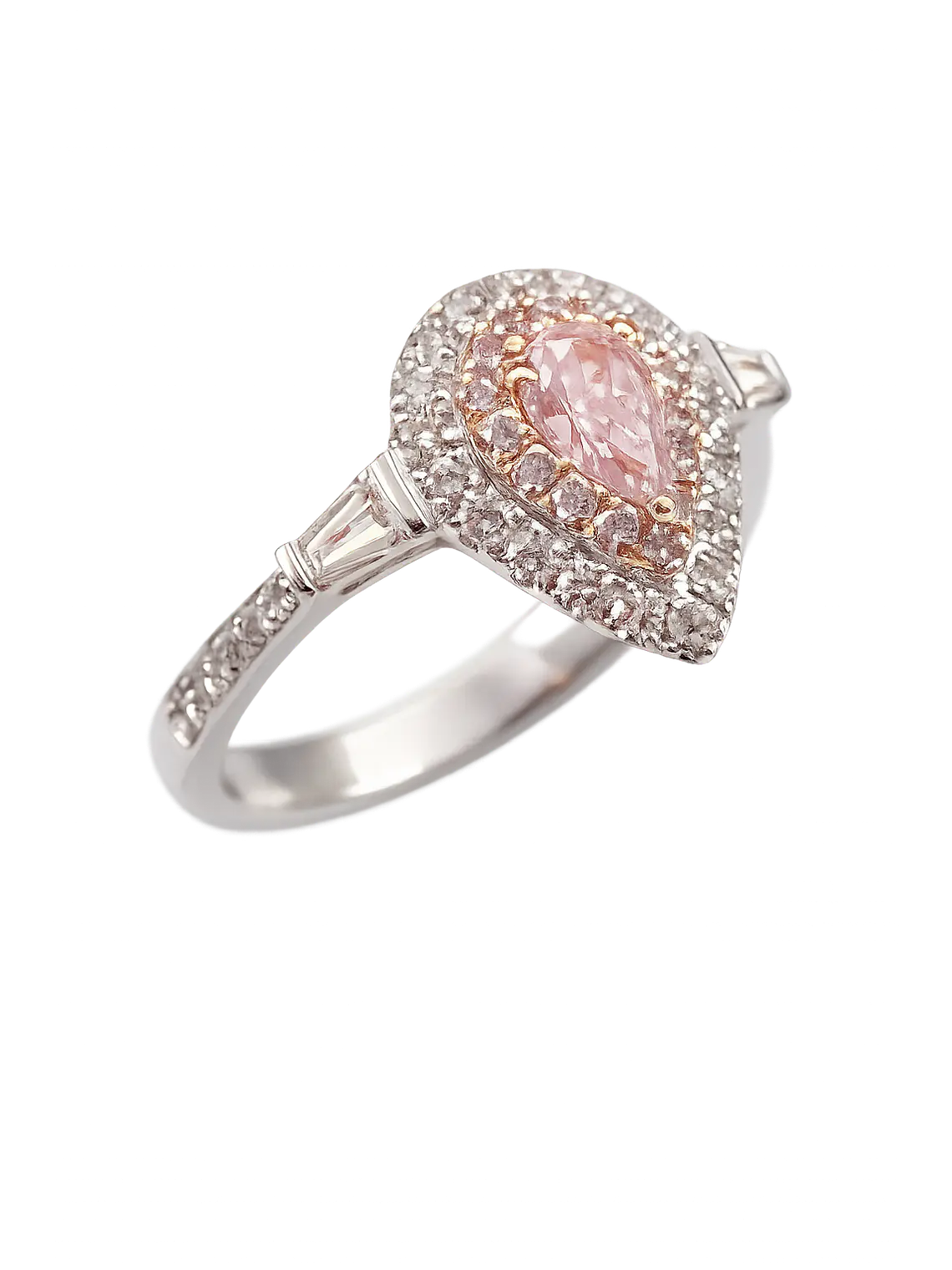 Anillo Diamantes Rosados Naturales en Oro Blanco 18K 2