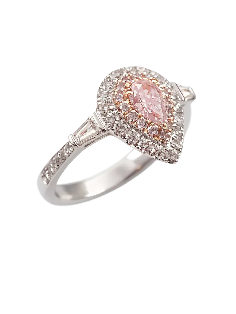 Anillo Diamantes Rosados Naturales en Oro Blanco 18K 2