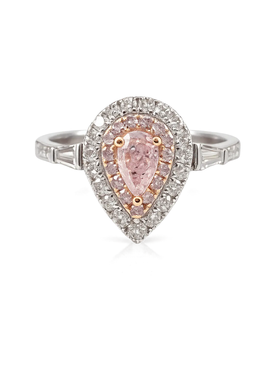 Anillo Diamantes Rosados Naturales en Oro Blanco 18K 1