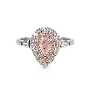 Anillo Diamantes Rosados Naturales en Oro Blanco 18K
