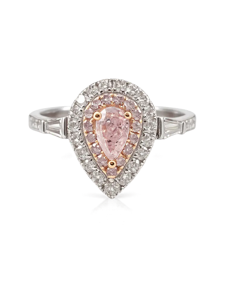 Anillo Diamantes Rosados Naturales en Oro Blanco 18K 1