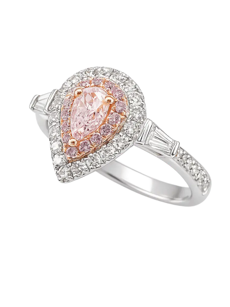 Anillo Diamantes Rosados Naturales en Oro Blanco 18K 3