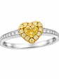 Anillo Solitario Diamante Fancy Yellow Natural Corazón Oro Blanco 18k - Miniatura 1