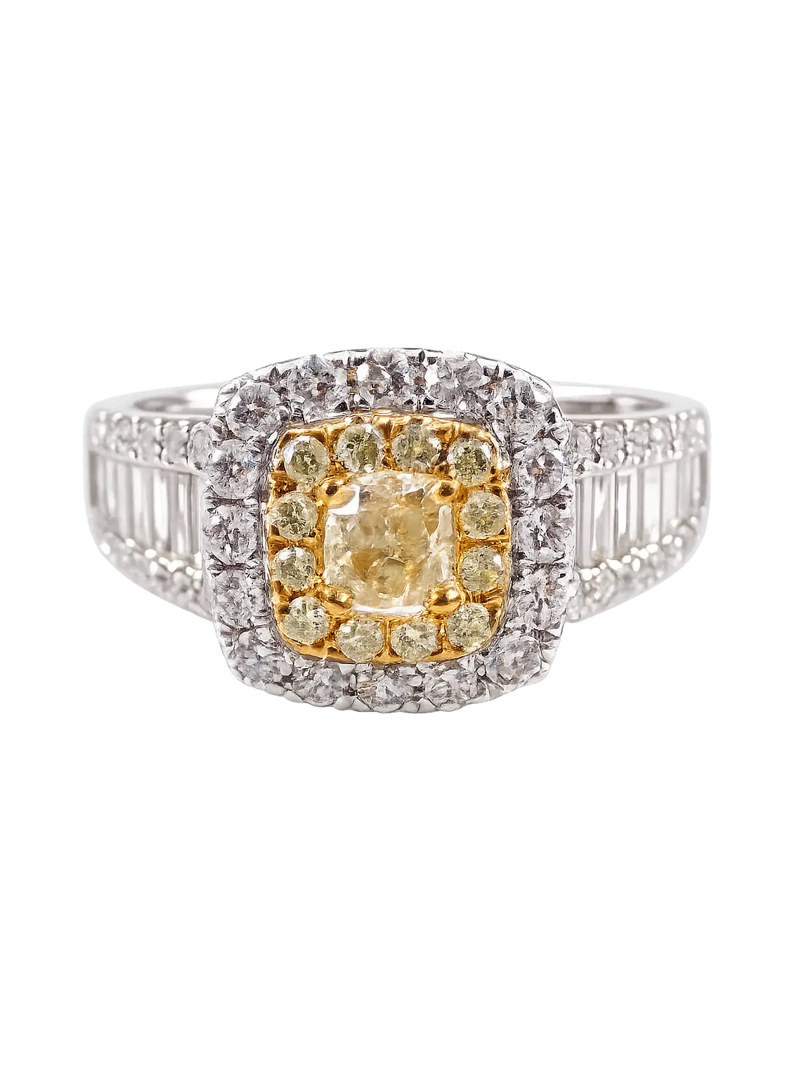 Anillo Solitario Diamante Fancy Yellow Natural Oro Blanco 18k 1