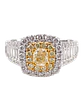 Anillo Solitario Diamante Fancy Yellow Natural Oro Blanco 18k - Miniatura 1
