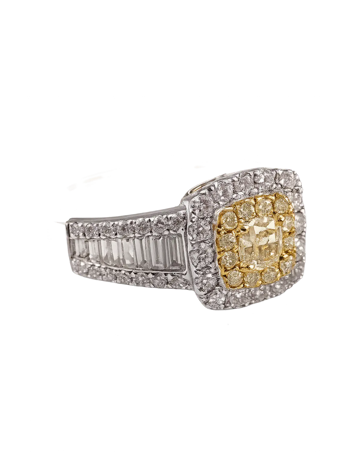 Anillo Solitario Diamante Fancy Yellow Natural Oro Blanco 18k 2