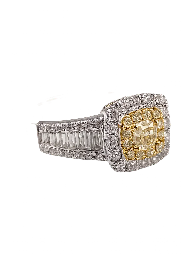 Anillo Solitario Diamante Fancy Yellow Natural Oro Blanco 18k 2
