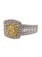 Anillo Solitario Diamante Fancy Yellow Natural Oro Blanco 18k - Miniatura 3