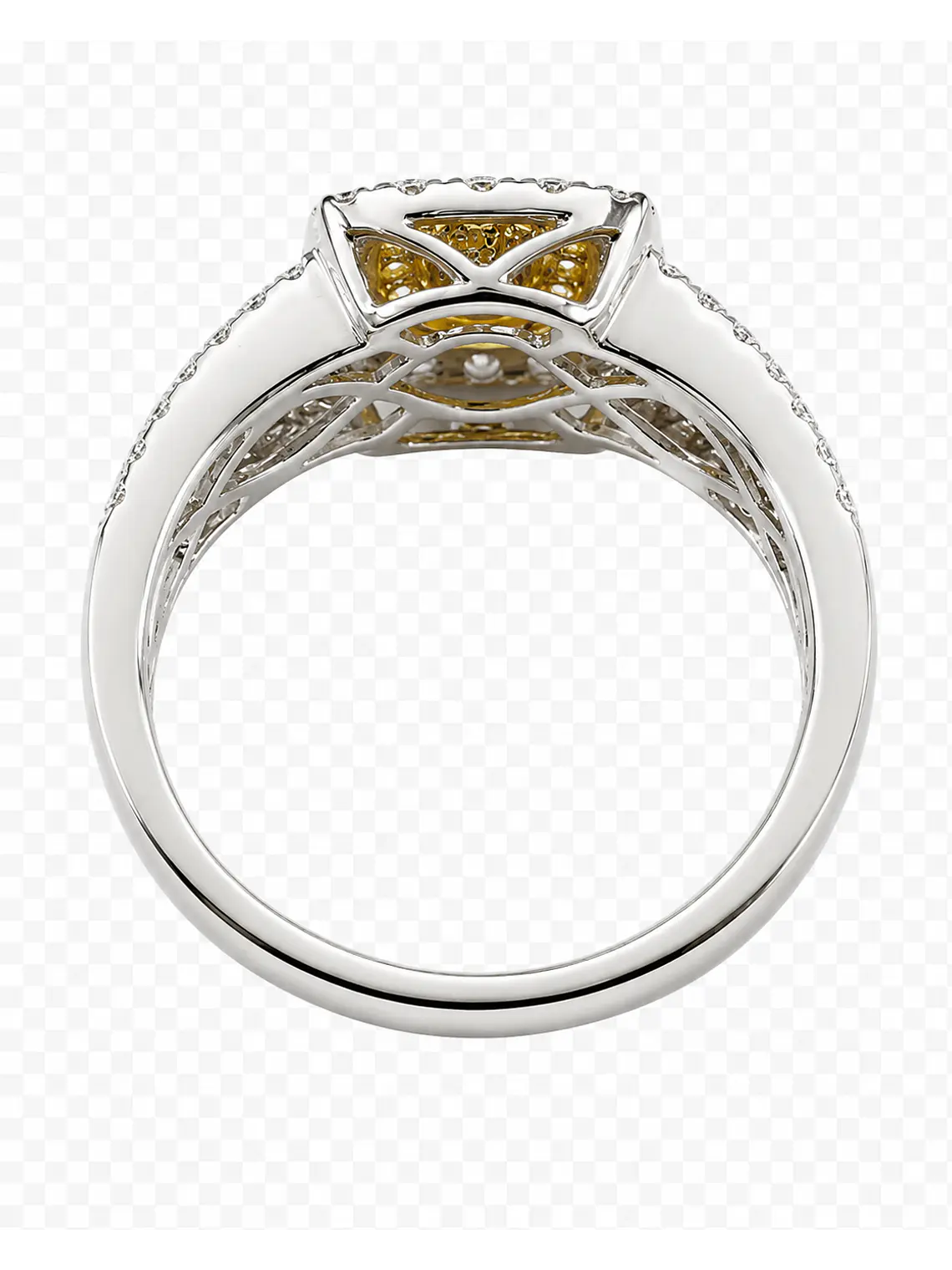 Anillo Solitario Diamante Fancy Yellow Natural Oro Blanco 18k 4
