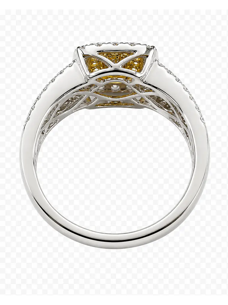 Anillo Solitario Diamante Fancy Yellow Natural Oro Blanco 18k 4