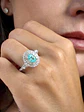 Precioso Anillo Turmalina Paraíba Natural Halo de Diamantes en Oro Blanco 18K - Miniatura 2