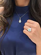 Precioso Anillo Turmalina Paraíba Natural Halo de Diamantes en Oro Blanco 18K - Miniatura 4