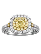 Anillo Solitario Diamante Fancy Yellow Natural Oro Blanco 18K - Miniatura 1