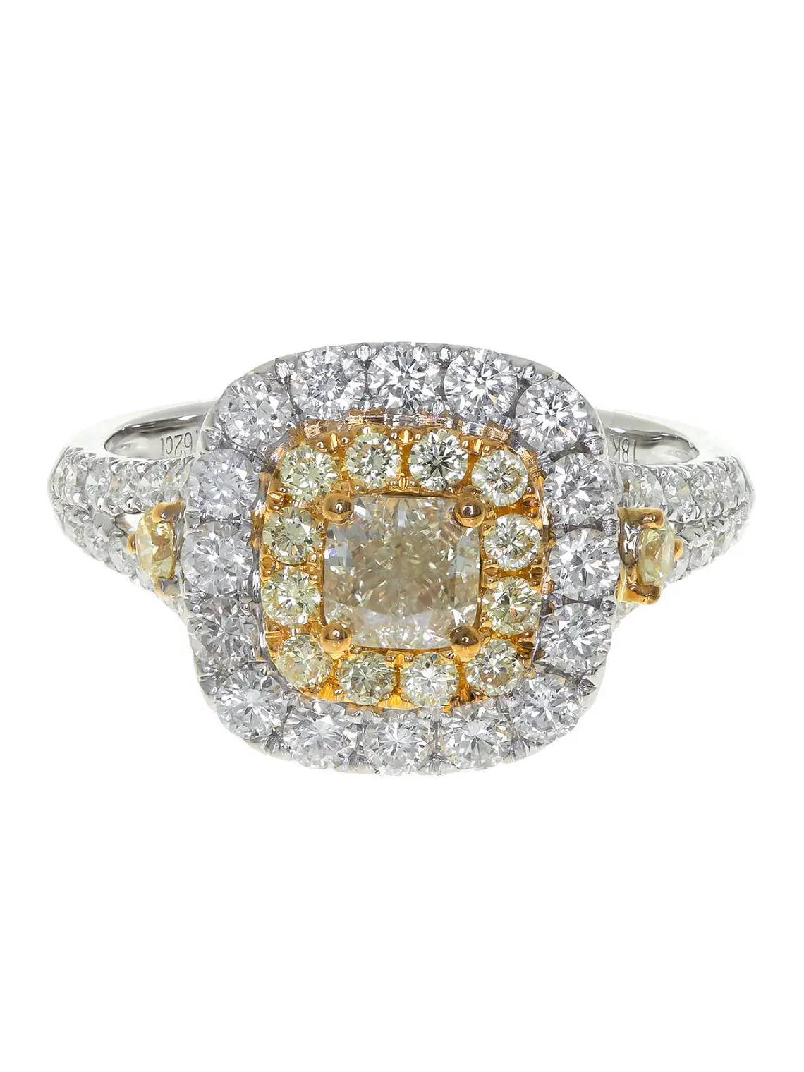 Anillo Solitario Diamante Fancy Yellow Natural Oro Blanco 18K 1