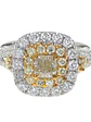 Anillo Solitario Diamante Fancy Yellow Natural Oro Blanco 18K - Miniatura 1