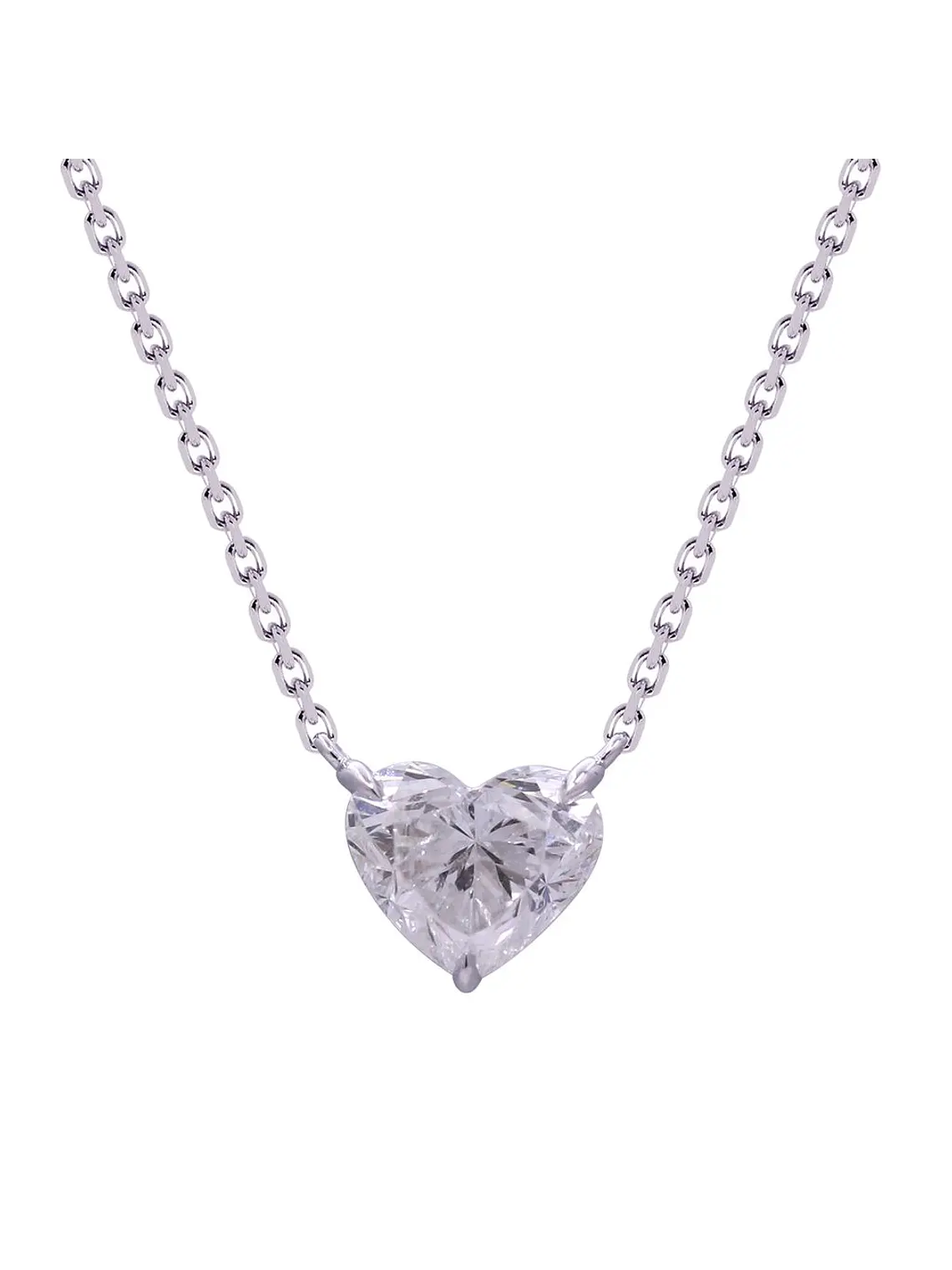 Collar Punto de Luz Diamante 1.01 Ct Corte Corazón Oro Blanco 18K 1
