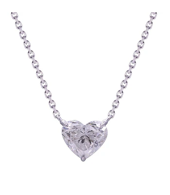Collar Punto de Luz Diamante 1.01 Ct Corte Corazón Oro Blanco 18K